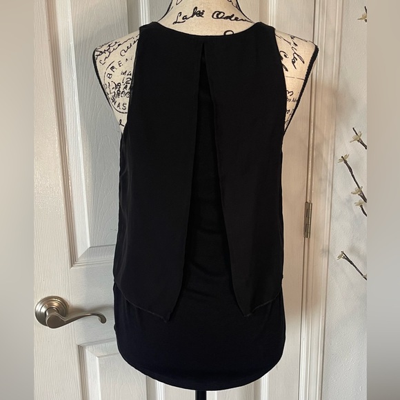 GUESS- Adorable Black Sleeveless Tank Top with sheer Overlay to dress it up! - Picture 3 of 10
